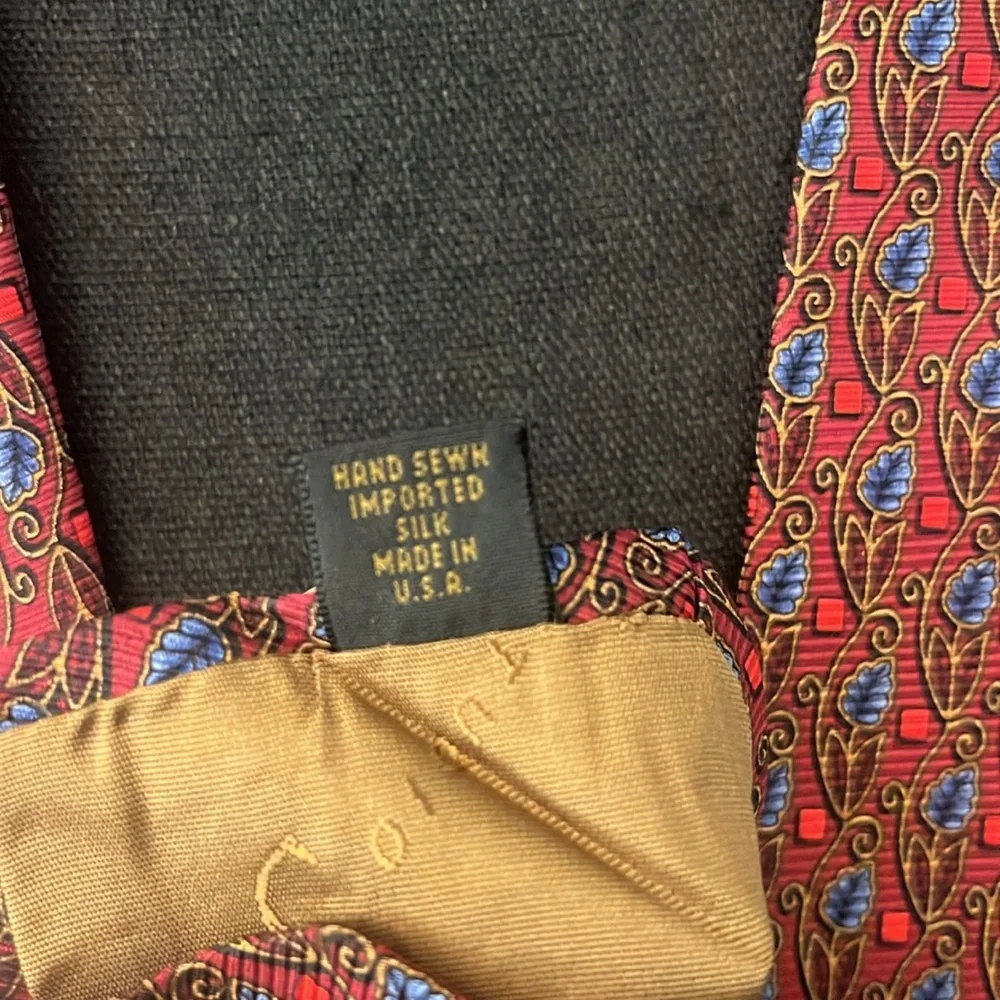 Robert Talbott Studio Red and Blue Floral Vine Silk Tie